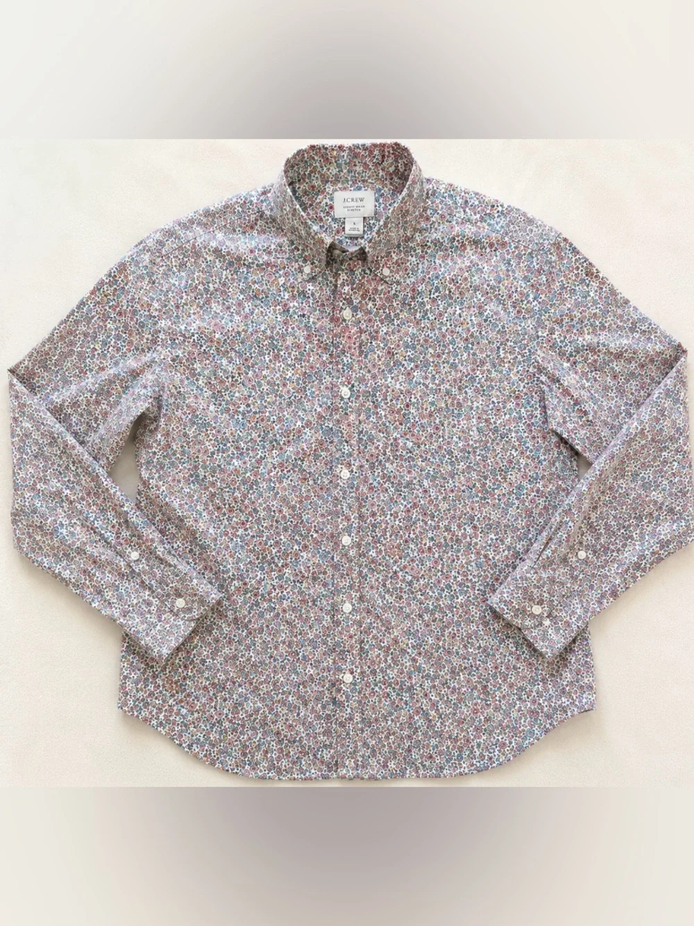 J.Crew Secret Wash Stretch Slim Shirt Ditsy Floral Print Size Large
